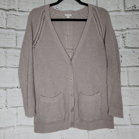 BP Tan Long Sleeved Button-Up Women's Knit Sweater Boyfriend Cardigan Size Small - Picture 1 of 11